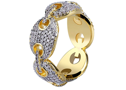 Gold Plated Micro Pave Chain Link Ring